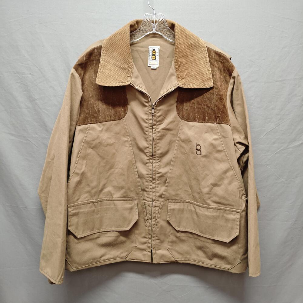 Vintage Bob Allen Jacket Mens Large Tan Canvas Hunting Shooting Made USA 80s